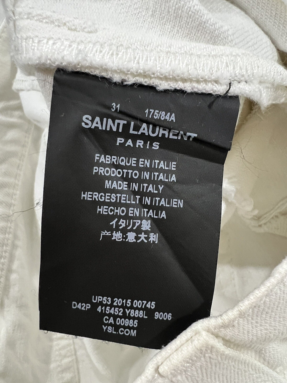 Jeans bianchi skinny Saint Laurent taglia 31 100% autentici