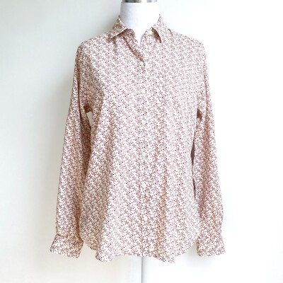 Trovata Birds of Paradis Blouse sz XS Ivory Mauve Red Ditsy Floral Cotton Blend