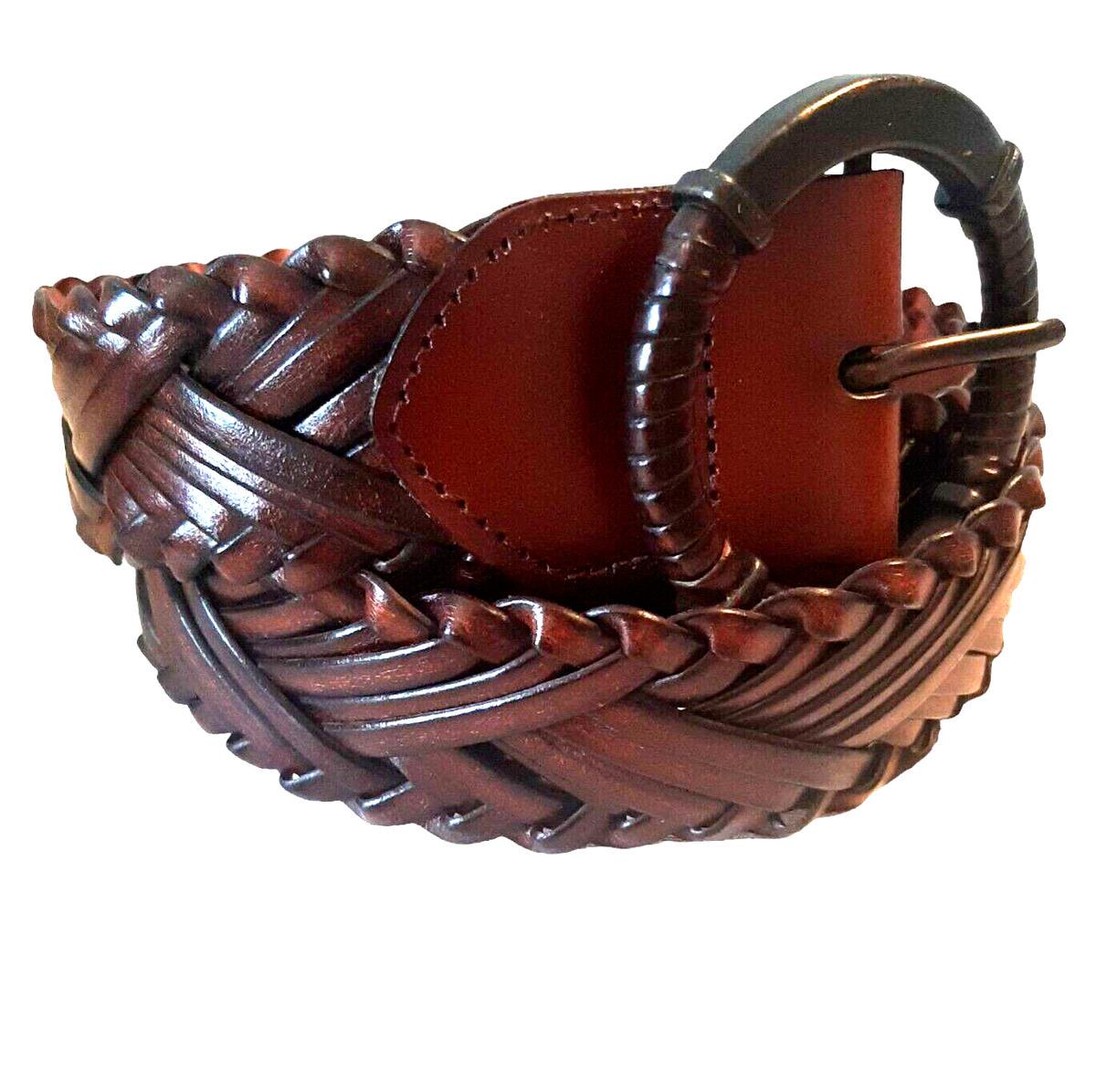 Size Large Woven Leather Belt Brown Braided Boho Western NEW  display picture 1