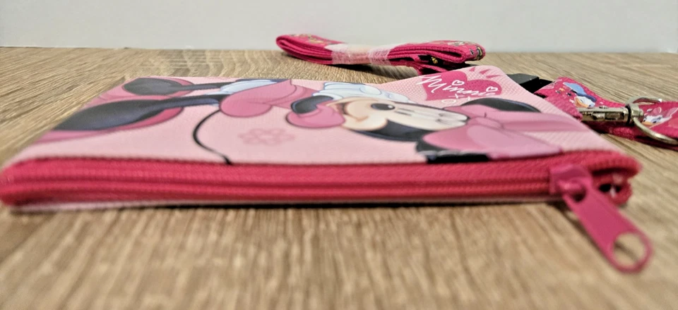 PINK Minnie Mouse Lanyard w/ Disney Licensed Zipper Wallet Pouch ID Badge Holder - Image 3 of 4