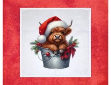 Christmas Highland Cow theme Dish Towel, 12x12, FREE ship, hand towels, choice