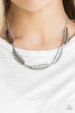 Paparazzi Light Flight Silver Tone Necklace and Earring Set