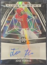 Jose Torres 2022 Panini Elite Extra Edition Hidden Gems Prospect Auto Reds RC
