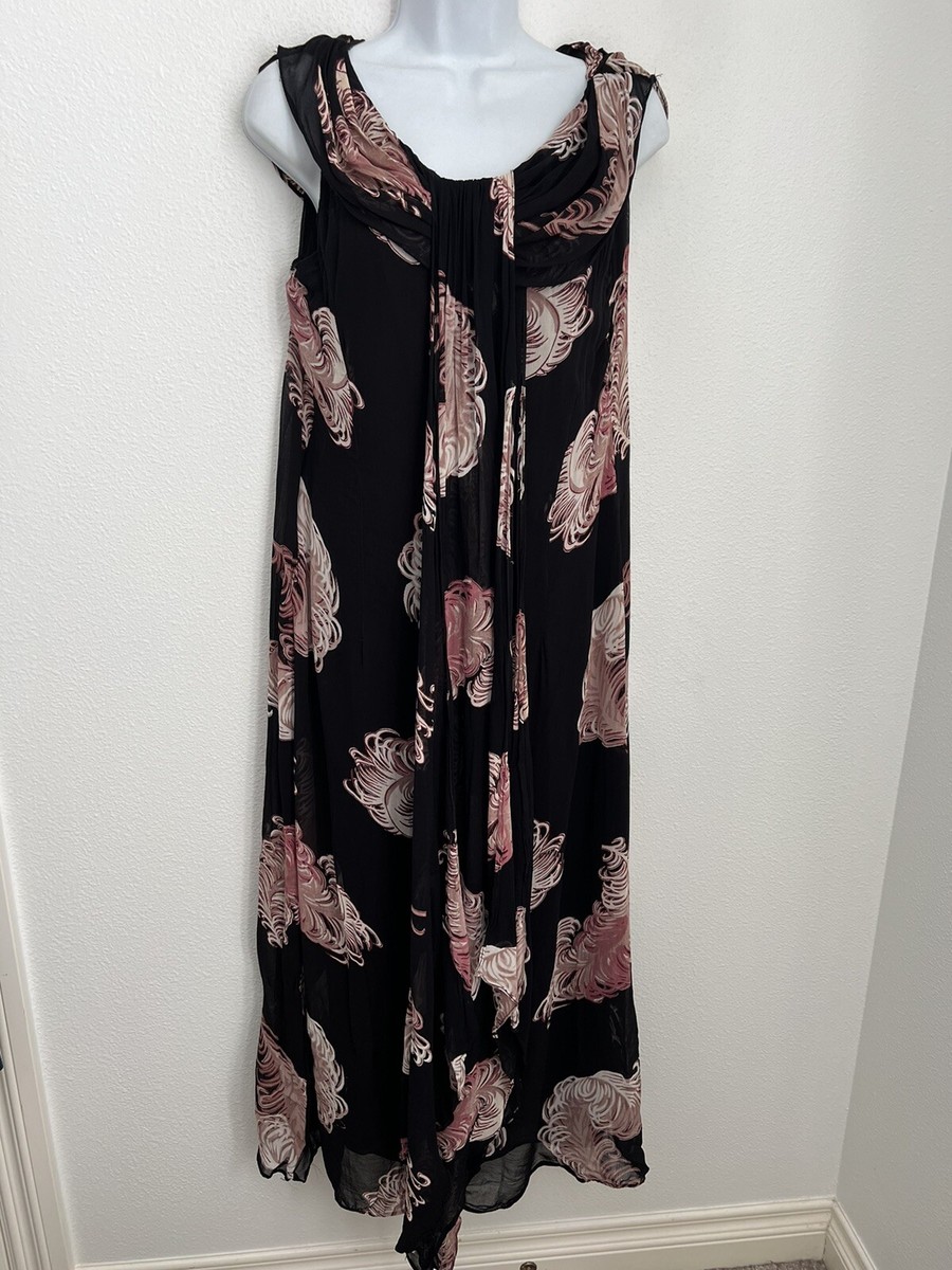 Women's Black Fitted Chiffon Maxi Shift Dress Tie Detail Medium Wedding |  eBay