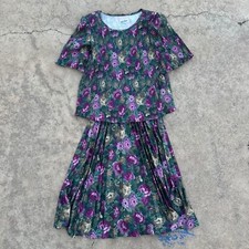 Good Times Vintage Floral Pleated Skirt Set Cottagecore Made in USA