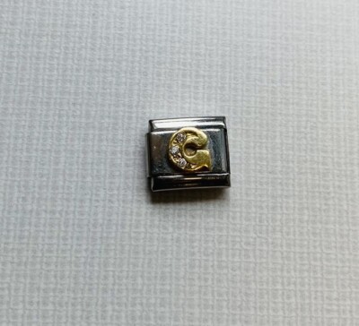 Authentic Nomination Stone Initial ''G  ss/18kt yg Italian Modular Charm