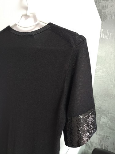 CHRISTIAN DIOR Cashmere Blouse Top Knee Length Dress Bodycon Pencil Black Sequin - Picture 13 of 15