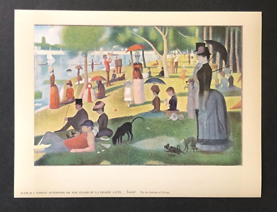 Sunday Afternoon Island of La Gande Jatte Print 1958 59 Metropolitan of Art Vtg