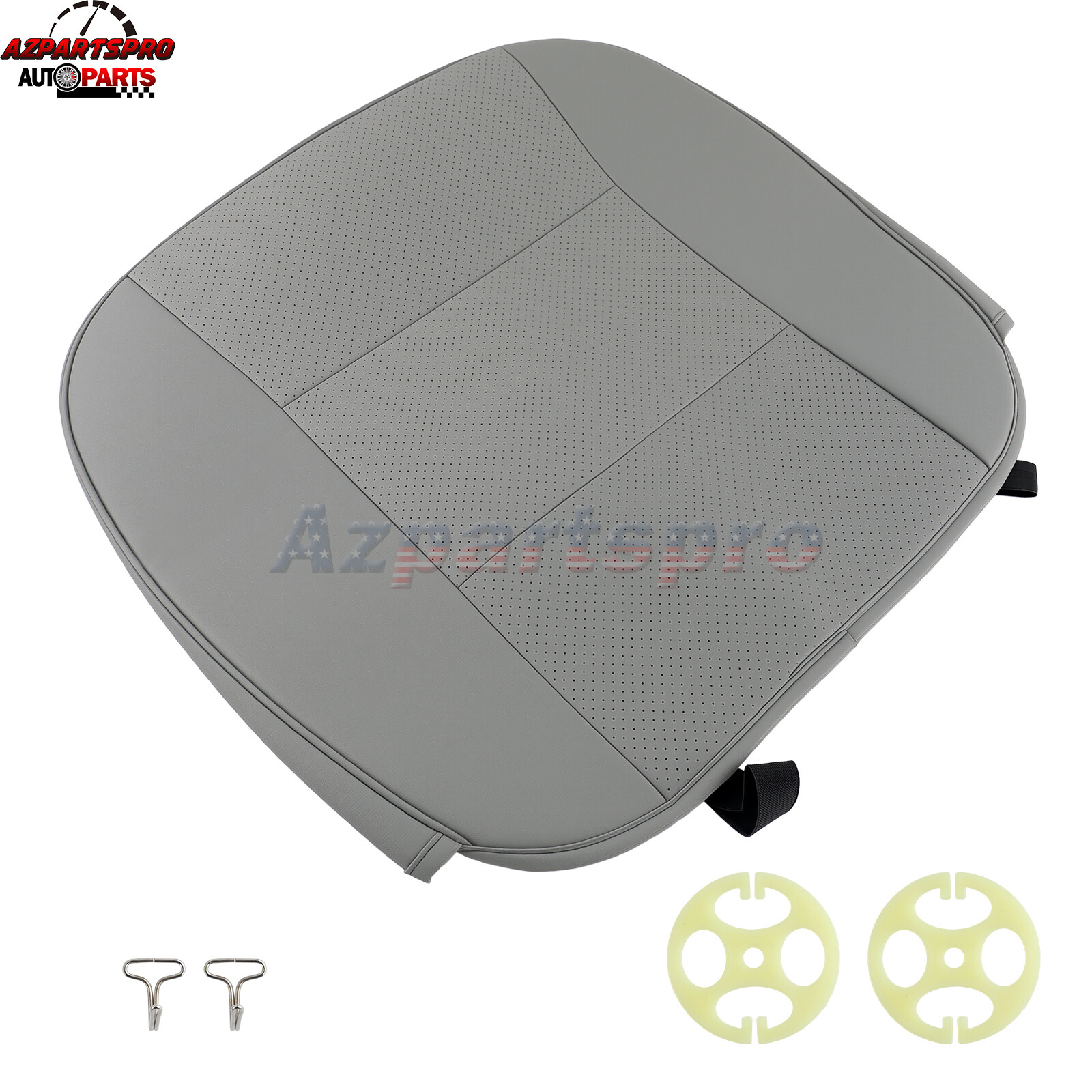 Gray Breathable Front Seat Cover Leather Pad Mat Cushion Full Surround Pullover