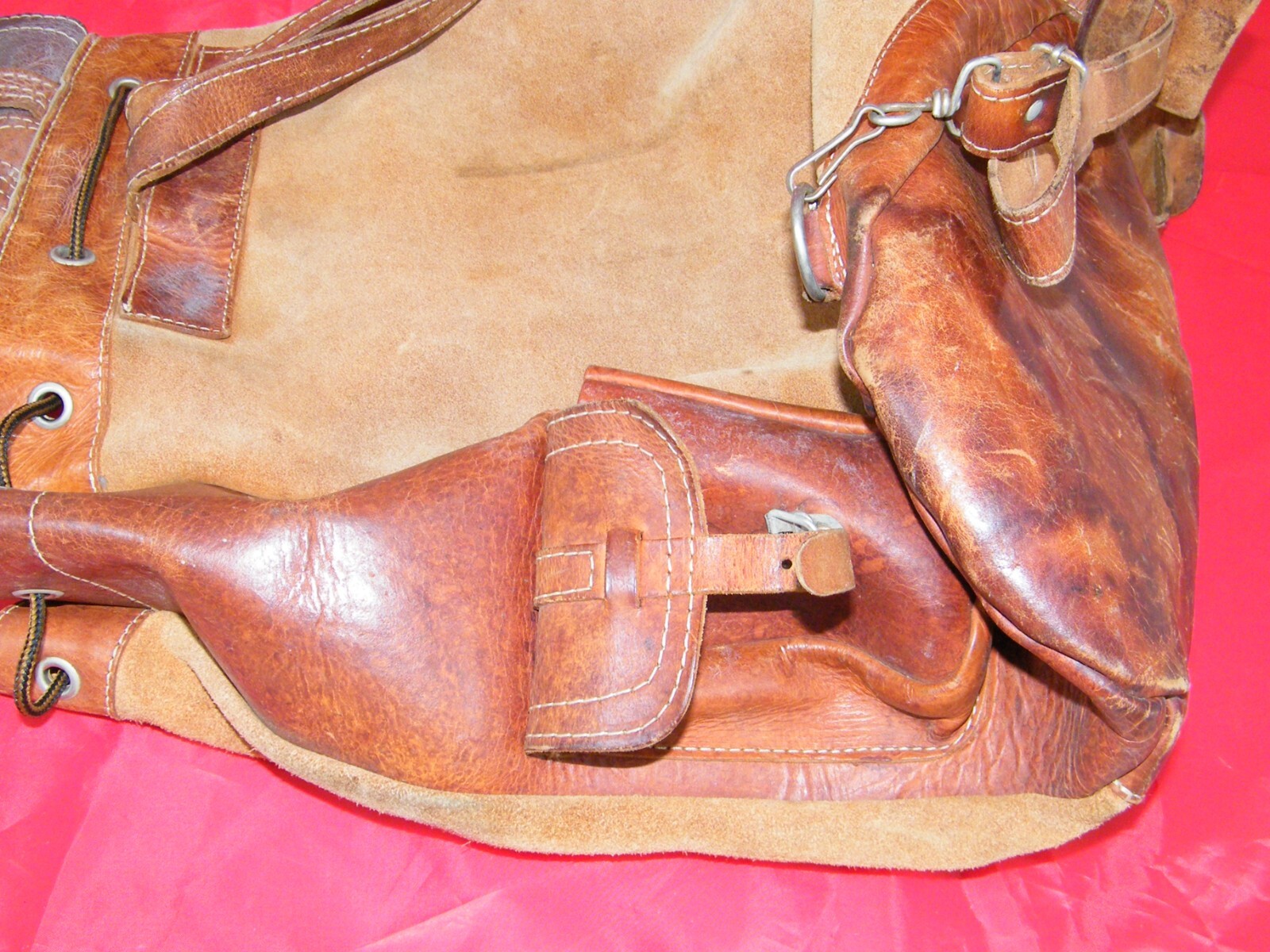 LEATHER / SUEDE BACKPACK WITH STRING CLOSURE / BU… - image 12