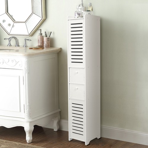 118cm Bathroom Storage Cabinet Organiser Cupboard Shelf Laundry Toilet Tall Slim - Picture 9 of 12