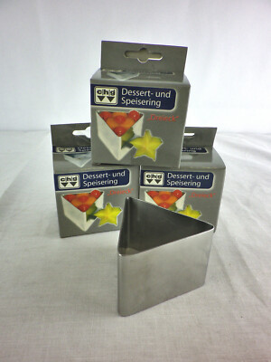 Dessert- und Speisering Dreieck Portion Austecher 3 Stück 7,5x7,5x5,5 cm W1898