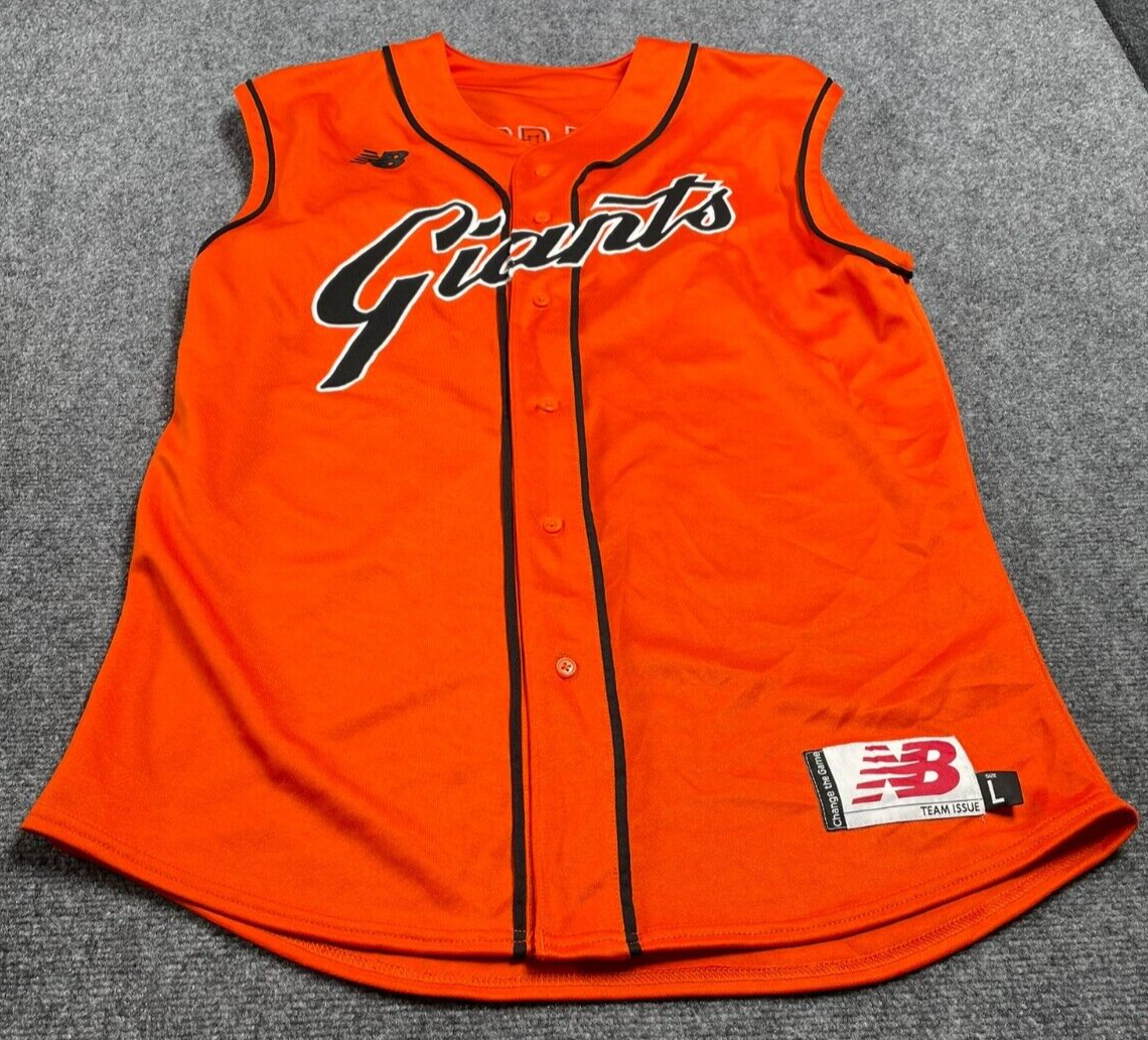NB Giants Authentic Men's Orange Jersey Nelson Crew Neck Sleeveless Size Large