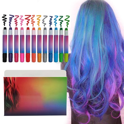 12pcs Coloring Temporary Hair Dye Chalk Pen Set Cool Hairdressing