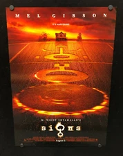 Mel Gibson SIGNS (2002) Movie Poster 18.5 x 27 ~ M. Night Shyamalan