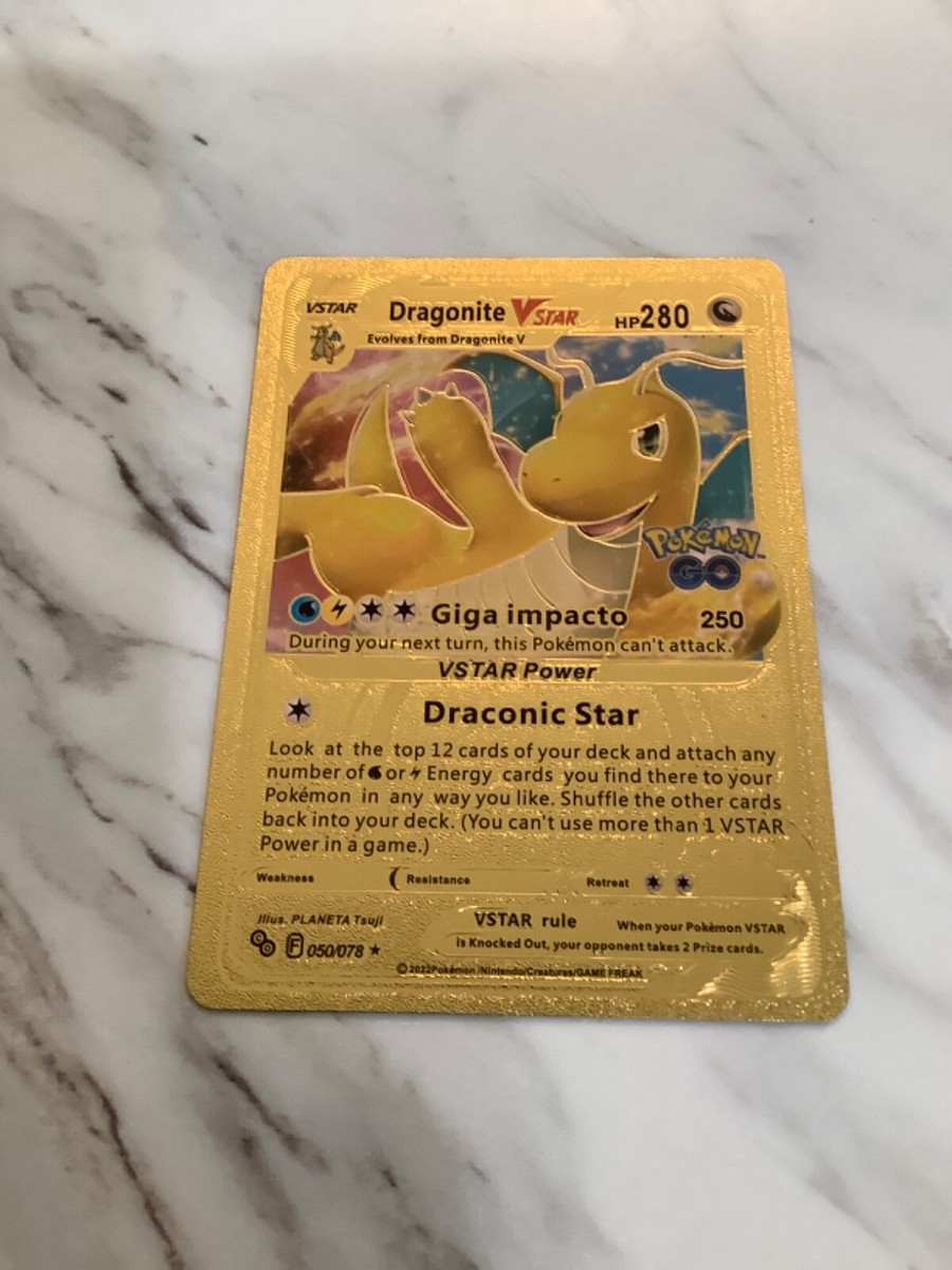 pokemon card, very good condition, gold dragonite Vstar HP 280 damage 250,  amazi