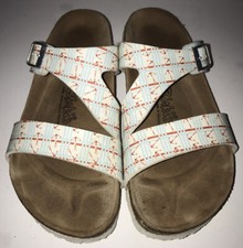 Birki's by Birkenstock Nautical Print Buckle Slide Sandals Sz 38 /L7 Anchors