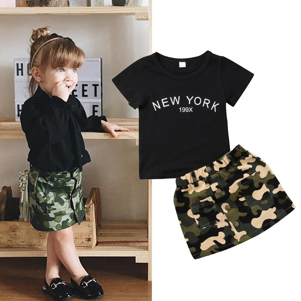 Bebé Niña Niños Manga Corta Prendas para el torso Camisas Faldas Conjuntos Ropa de Verano