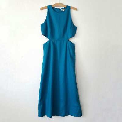 Boden Womens 10R 100% Linen Dress Midi Cutout Preppy Teal | eBay