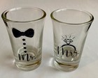 Brand New “ Mr @ Mrs “ Wedding Beautiful Clear Shot Glass 1.5 oz Each