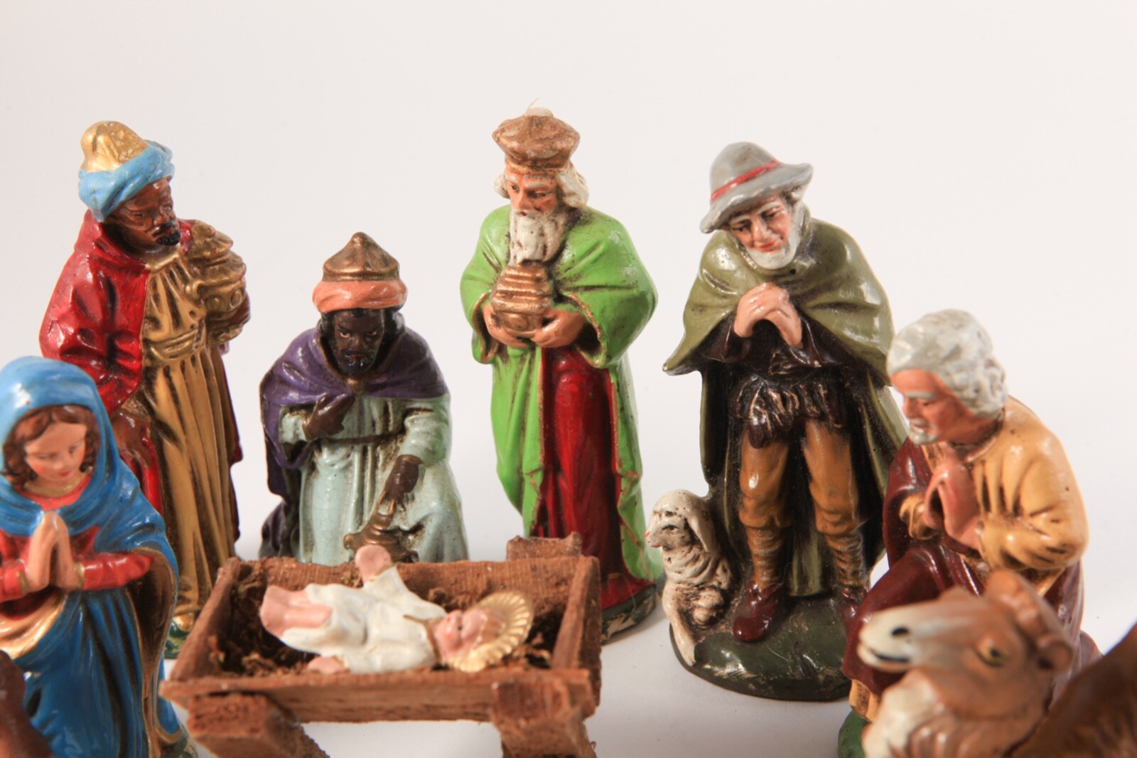 Vintage Nativity Creche Figures Paper Mache Hand Painted 1950’s West