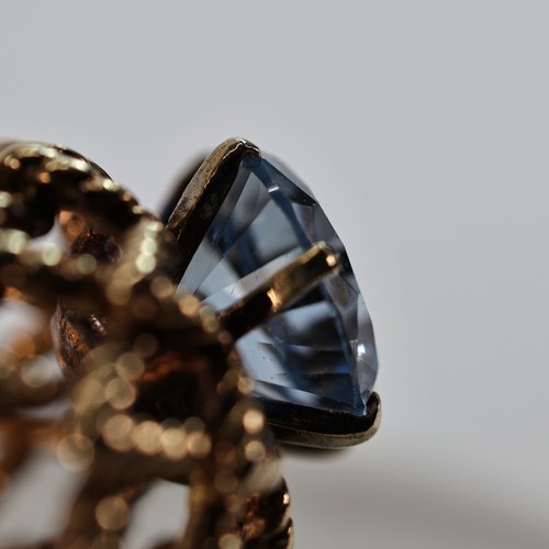 Vintage Blue Gemstone 10K Yellow Gold Woven Rope Domed Basket Ring - US Size 5.5 - Picture 19 of 23