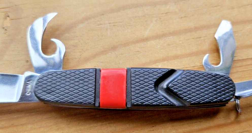 4-in-1 Multi Tool Pocket Knife with 2.25" Blade and Black Plastic Handle
