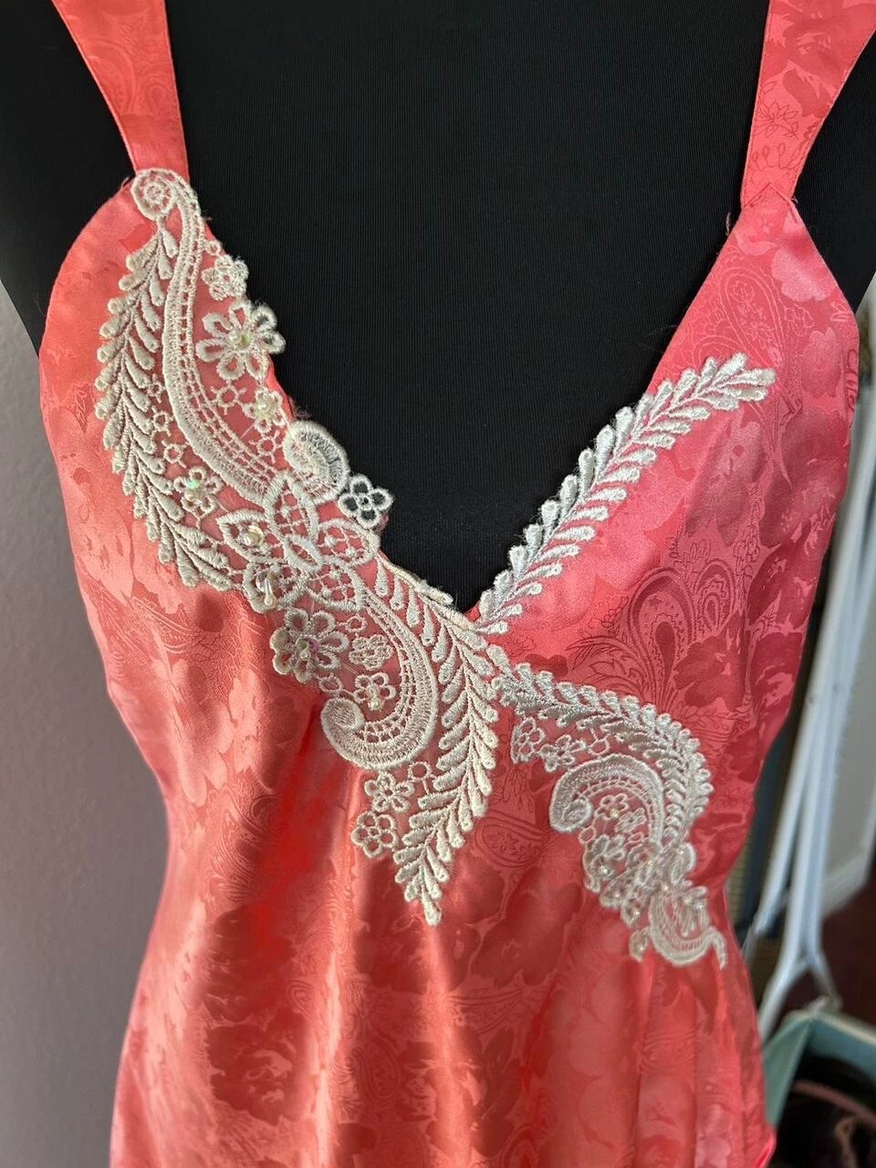 UNDERCOVER Abito Slip Vintage Victoria's Secret Etichetta Oro Corallo Floreale