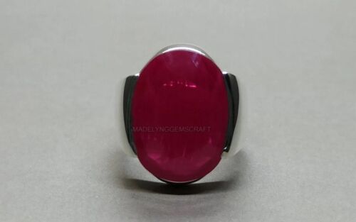 Ruby Ring For Mens Gemstone Ring Vintage Sterling Silver Ring Birthday Gifts - Picture 3 of 8