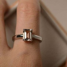 925 Sterling silver pink morganite Statement wedding engagement Ring Size 5.5