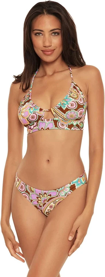 Top de bikini halter con bandas Becca by Rebecca Virtue 270688 para mujer multi M Foto 3 de 4