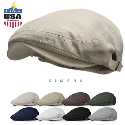 KIMONS Buckle Cotton Gatsby Cap Mens Ivy Hat Golf Driving Summer Sun Flat Newsboy