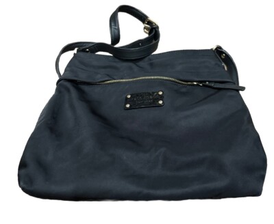 Kate Spade Crossbody Shoulder Bag Black Nylon Leather Trim Messenger Purse 