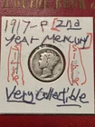 EARLY  1917 P Mercury SILVER  Dime  2nd year minted.  GOOD CONDITION   Free 🚢 !