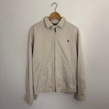 Vintage 90s Polo Ralph Lauren Harrington Bomber Jacket Beige Full Zip Cotton