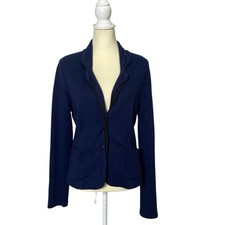 CAbi Navy Breakthrough Knit 2 Pocket Soft Suiting Career Blazer Women's Size M