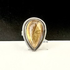 Vintage Sterling Silver 925 Tigers Eye Roped Southwest Style Ring