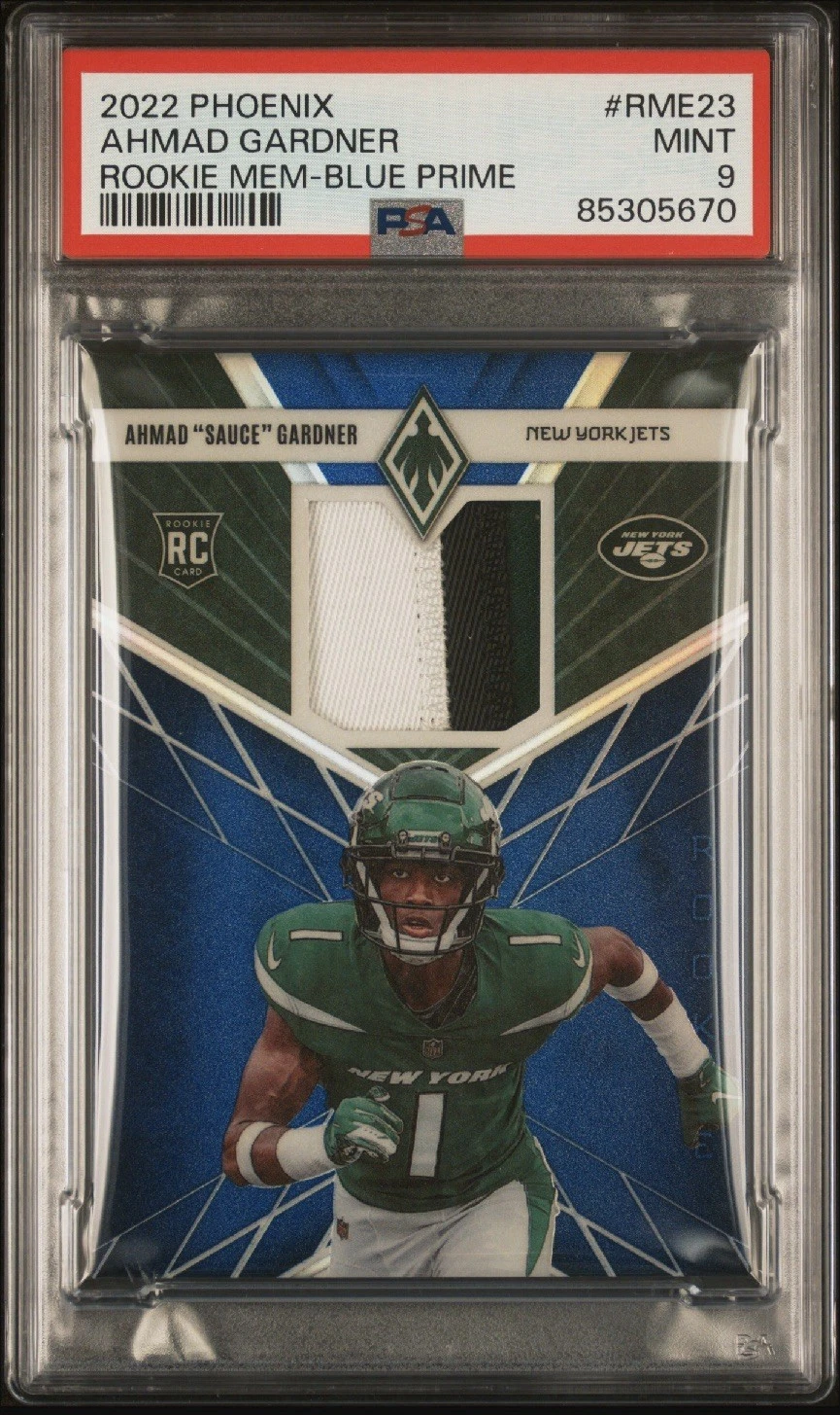 Sauce Gardner Panini Phoenix Rookie Memorabilia #RME23 Blue Prime