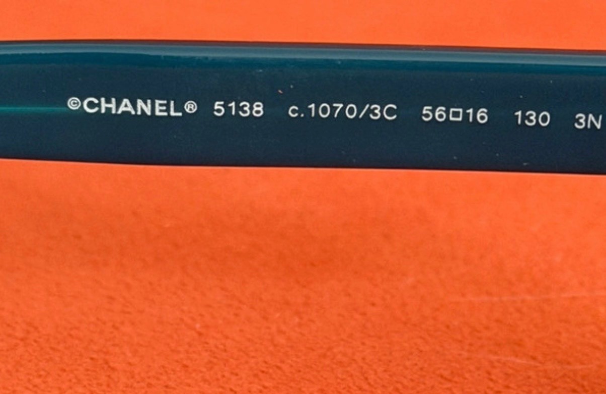 Chanel sunglasses Teal multi colour letters logo Rare unisex statement good cond image 7