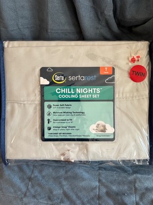 SERTA REST CHILL NIGHTS TWIN COOLING SHEET SET LIGHT SAGE GREEN - NEW IN PACKAGE