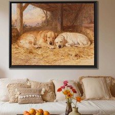 Golden Retriever Labrador Oil Painting Canvas Print for Living Room Decor