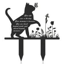Memorial Pet Grave Markers, Metal Cat Garden Stake Plaque Cemetery Outdoors
