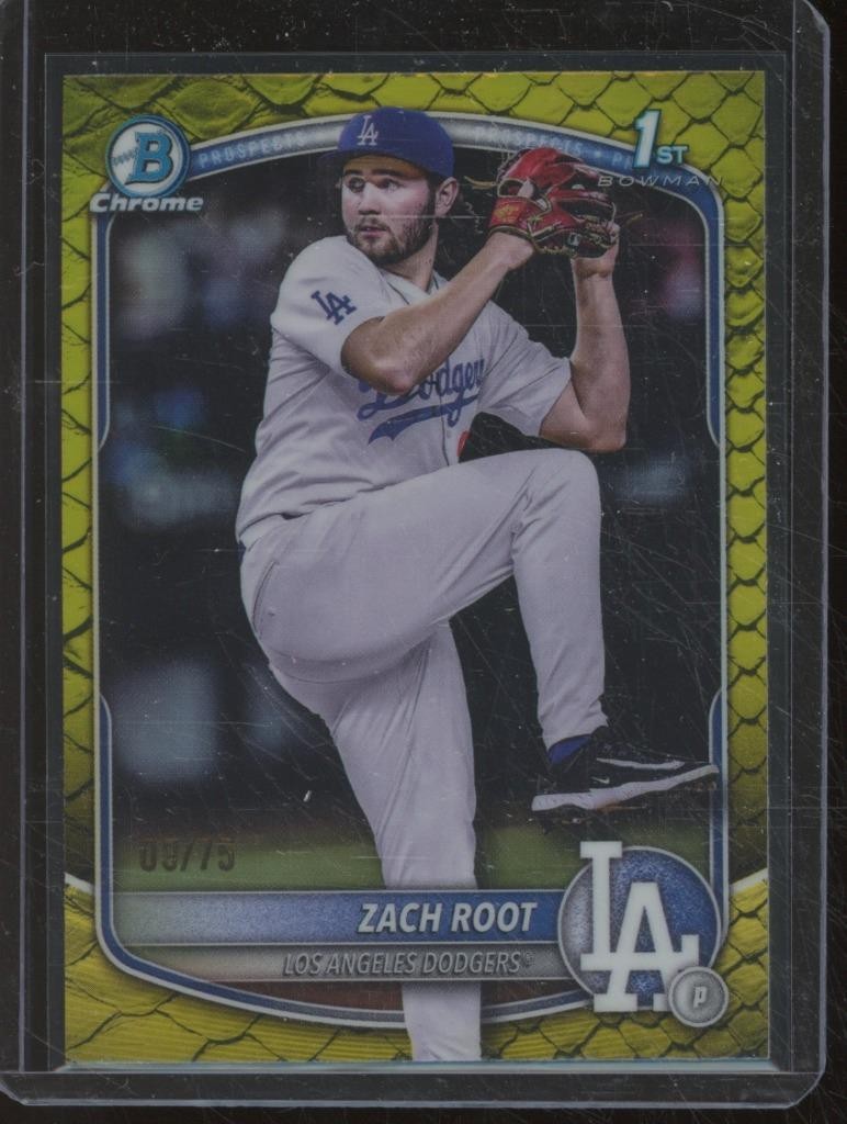 2025 Bowman Draft Chrome ZACH ROOT RC 1st Yellow Reptilian Refractor /75 DD1