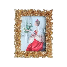 Vintage 4x6 Picture Frame - Rose Gold Flower Leaf with Glass Front - Antique ...