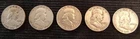 (5) Franklin Half Dollar Coins - 90% Silver