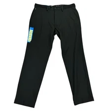 Haggar Mens Active Series Slim Fit Solid Tech Pants Black 36x30