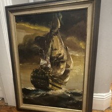 Seascape Ship Painting. Signed by The Artist. Framed. Maritime Nautical.