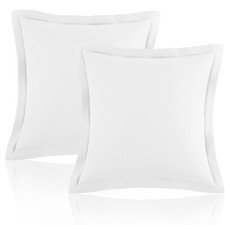 White Euro Sham Covers 26x26 Inch Set of 2 Wide Flange