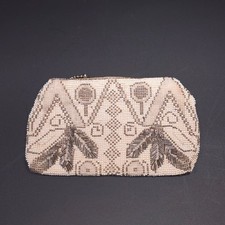 Vintage Czechoslovaxia Beaded Evening Clutch Handbag Purse Zipper Closure