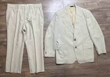 Vtg 50  s Palm Beach Men  s Cream Suit Double Breasted 42 Jacket 37 pants Waist